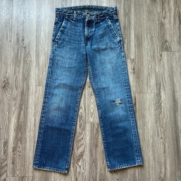 7 For All Mankind High Waisted Straight Wide Leg Jeans Dark Wash Size 29 - Picture 1 of 11